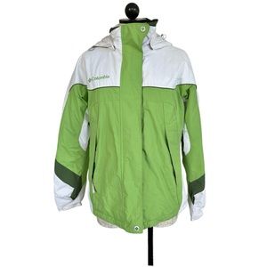 Columbia Women’s Winter Hooded Jacket Waterproof  Green & White Size Medium